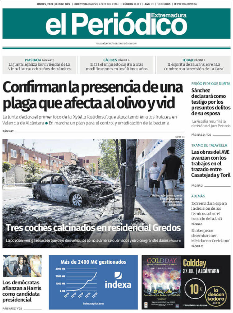 Portada de El Periódico de Extremadura (España)