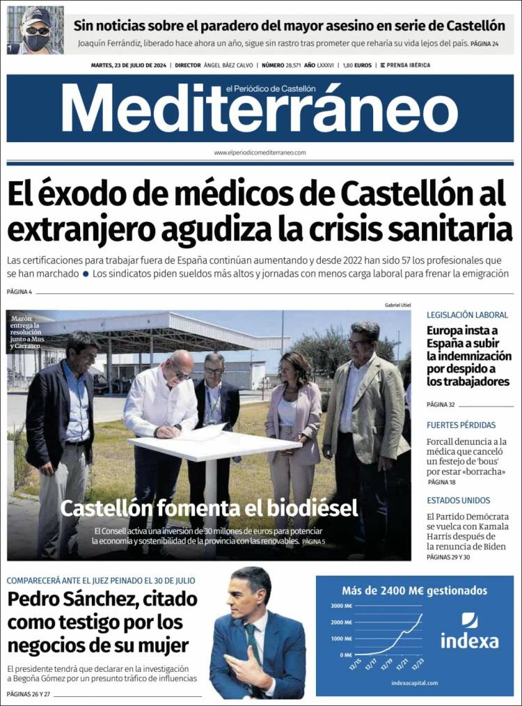 Portada de El Periódico Mediterraneo (España)