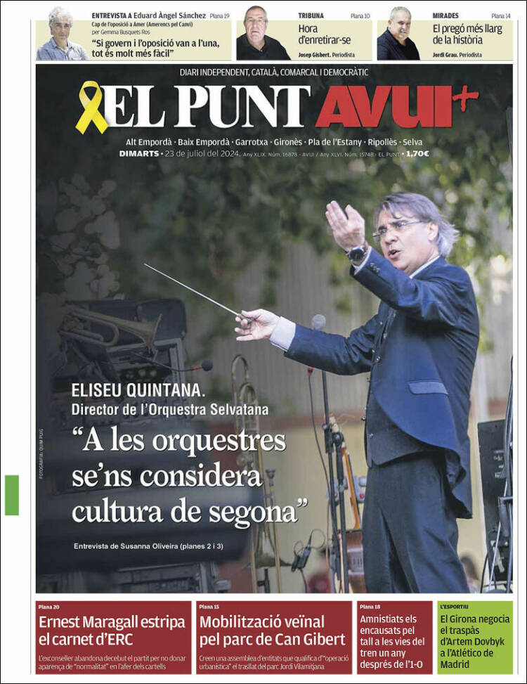 Portada de El Punt Avui - Girona (España)