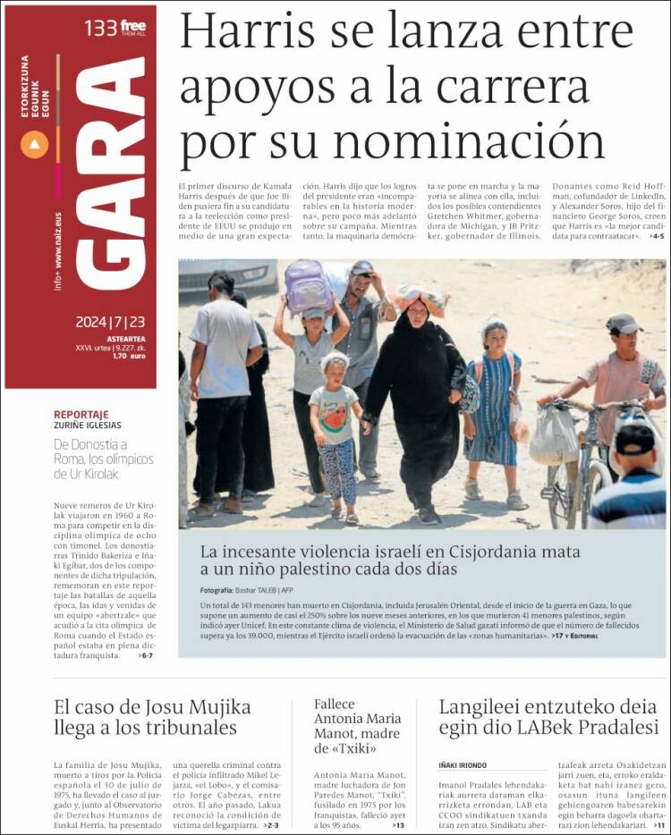 Portada de Gara (España)