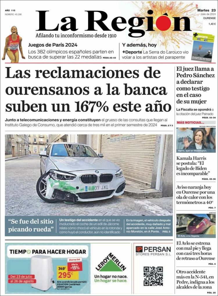 Portada de La Región de Ourense (España)