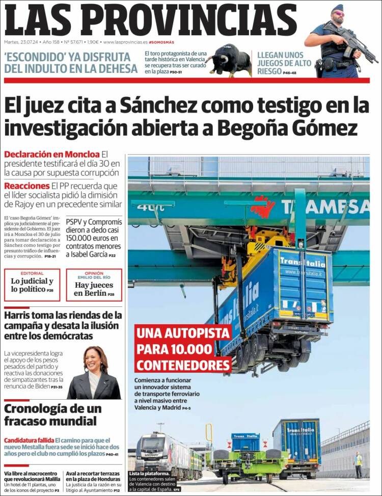 Portada de Las Provincias (España)