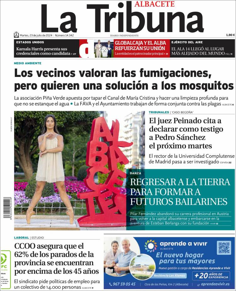 Portada de La Tribuna de Albacete (España)