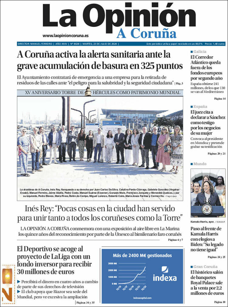 Portada de La Opinión de A Coruña (España)