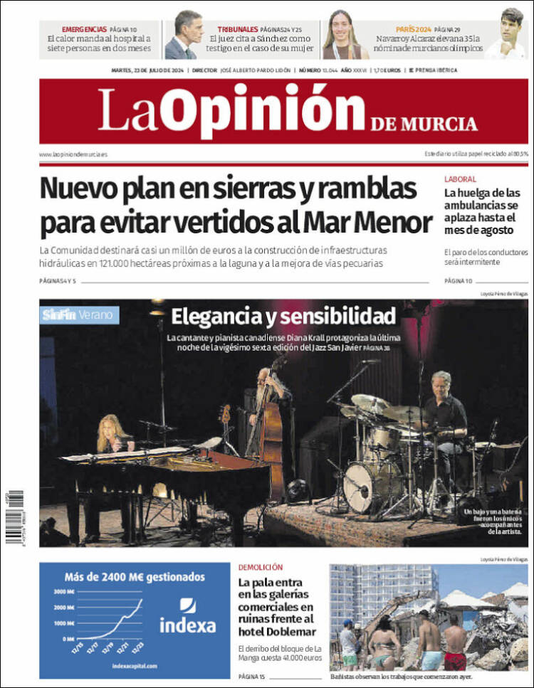 Portada de La Opinión de Murcia (España)