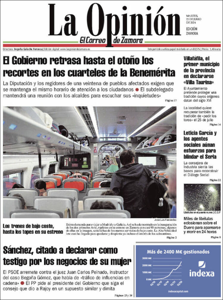 Portada de La Opinión - El Correo de Zamora (España)