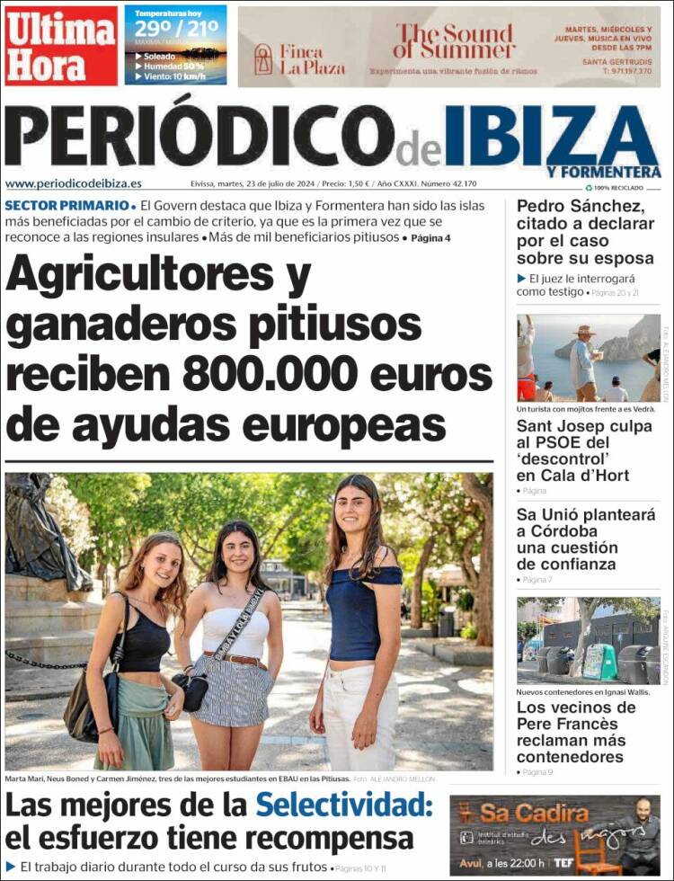 Portada de Periódico de Ibiza (España)