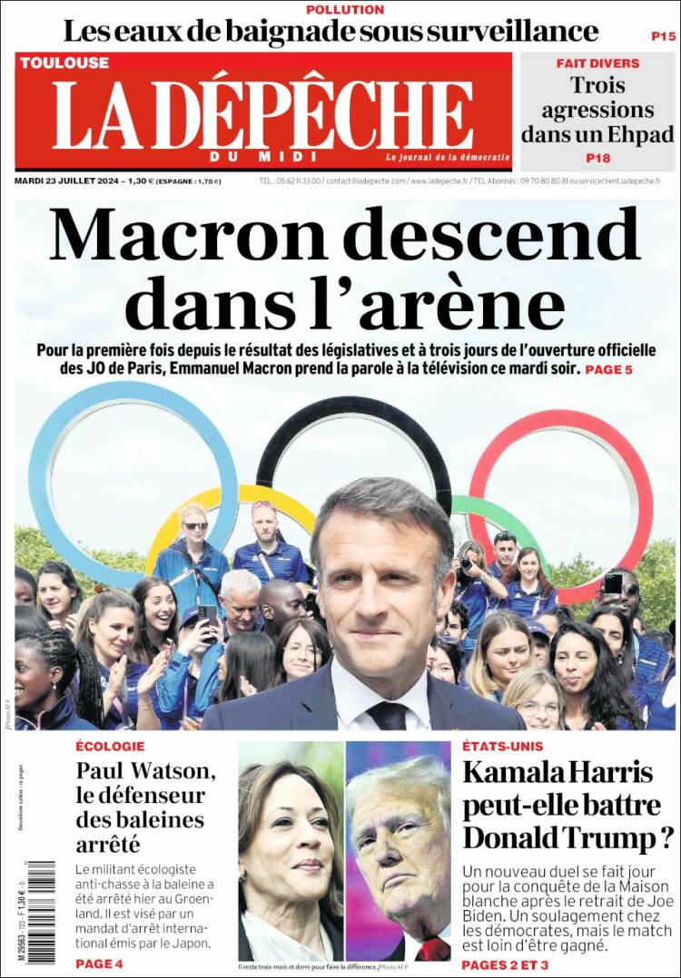 Portada de La Dépêche du Midi (Francia)