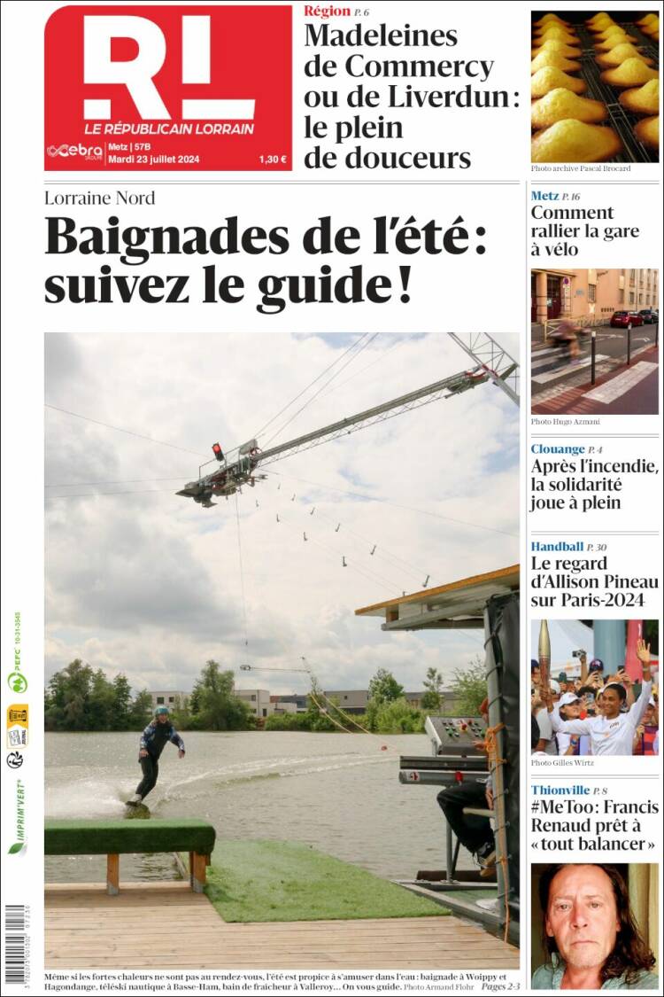 Portada de Le Republicain Lorrain (Francia)