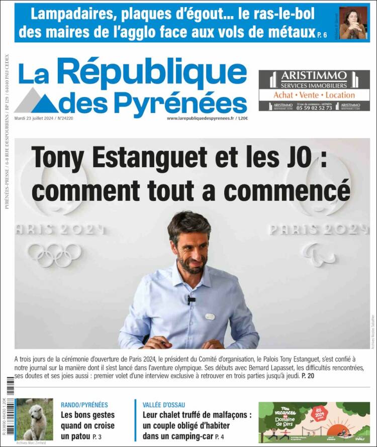 Portada de La République des Pyrénées (Francia)