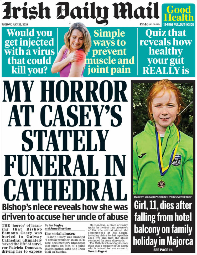 Portada de Irish Daily Mail (Irlanda)
