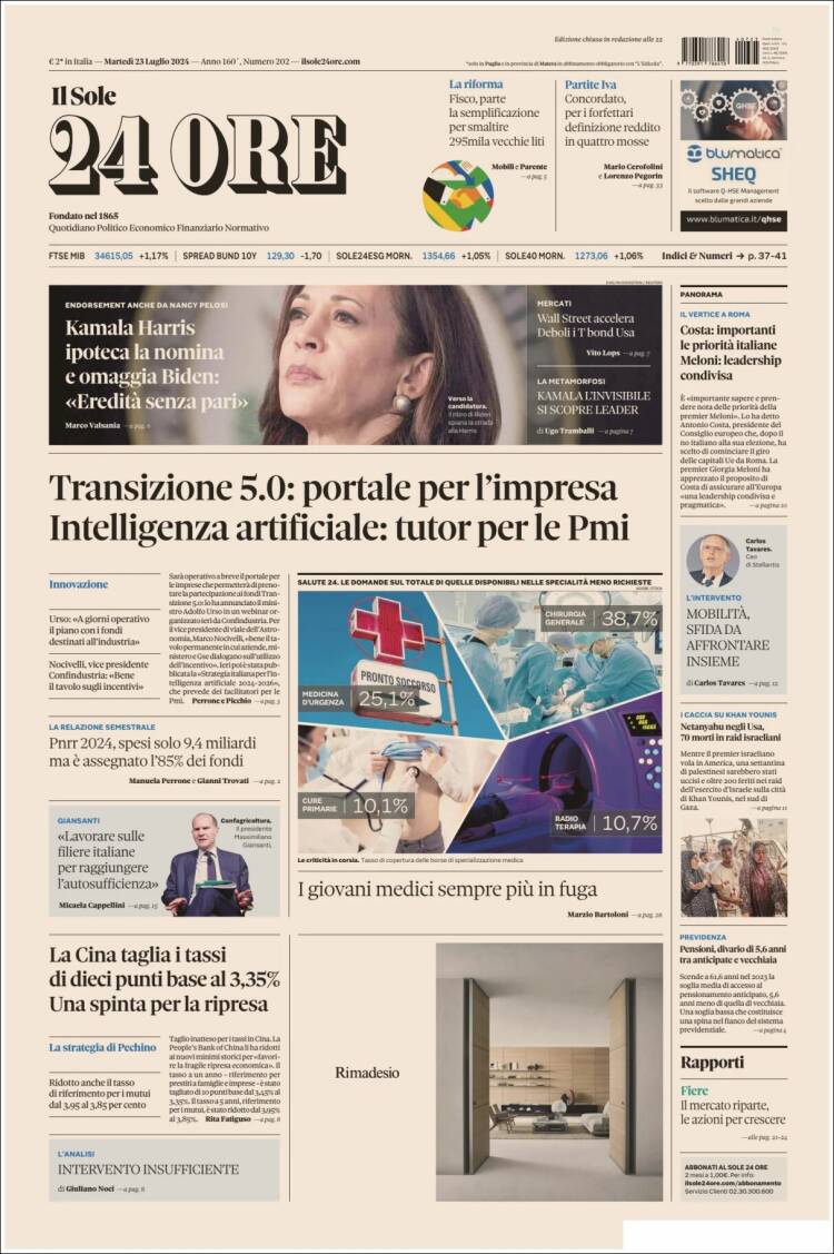Portada de Il Sole 24 ORE (Italia)
