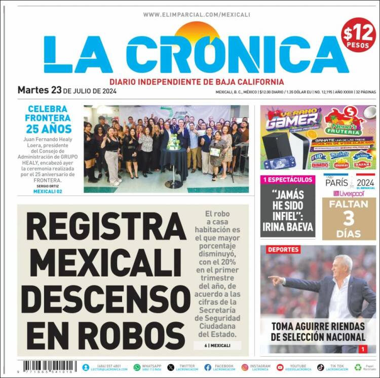 Portada de La Crónica de Baja California (México)