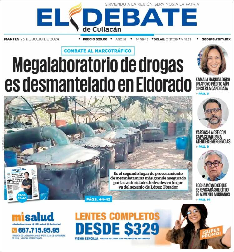 Portada de El Debate de Culiacán (México)