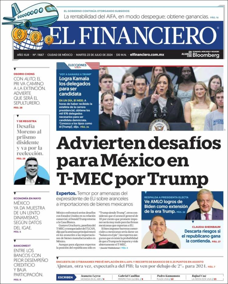 Portada de El Financiero (México)