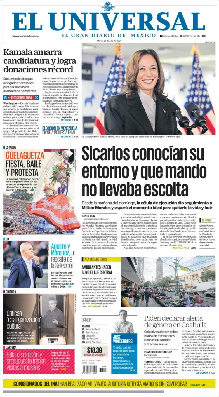 Portada de El Universal (México)