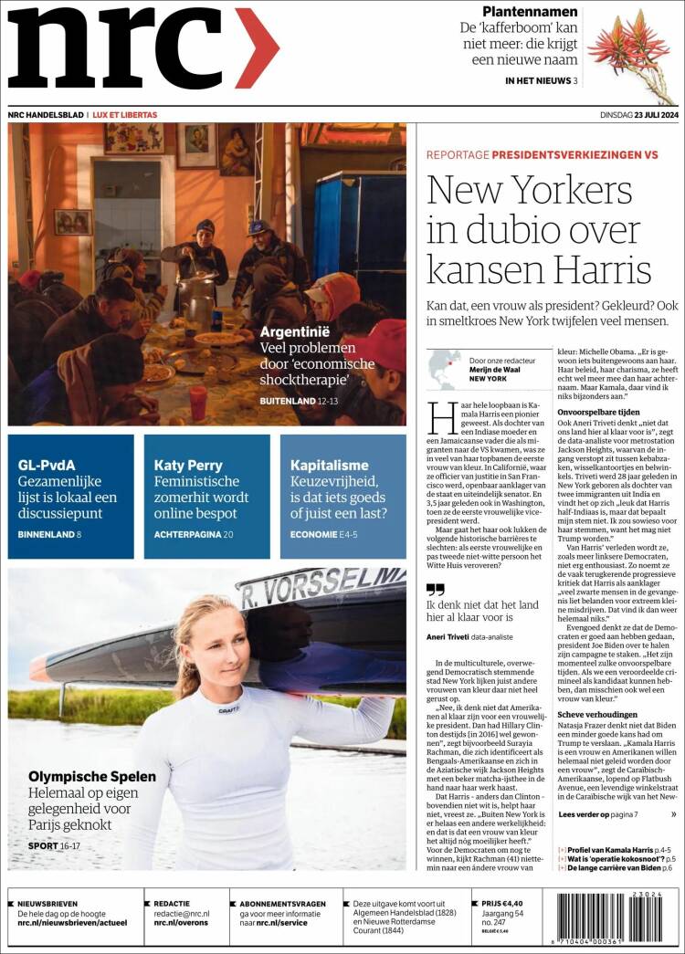 Portada de NRC Handelsblad (Pa&iacute;ses Bajos)