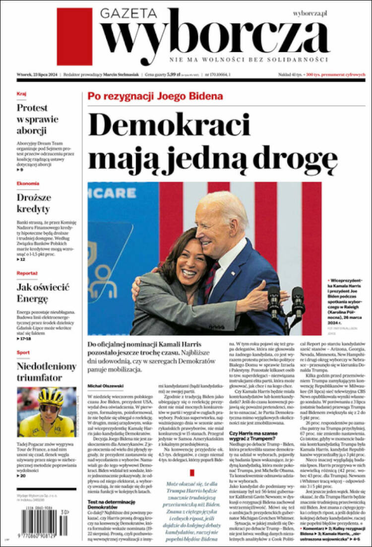 Portada de Gazeta Wyborcza (Polonia)