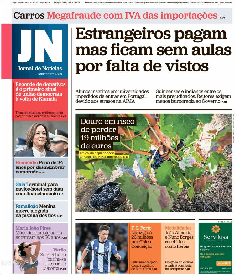 Portada de Jornal de Notícias (Portugal)