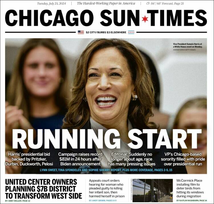 Portada de Chicago Sun-Times (USA)