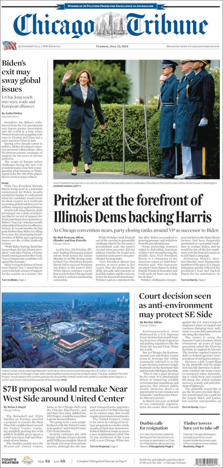 Portada de Chicago Tribune (USA)