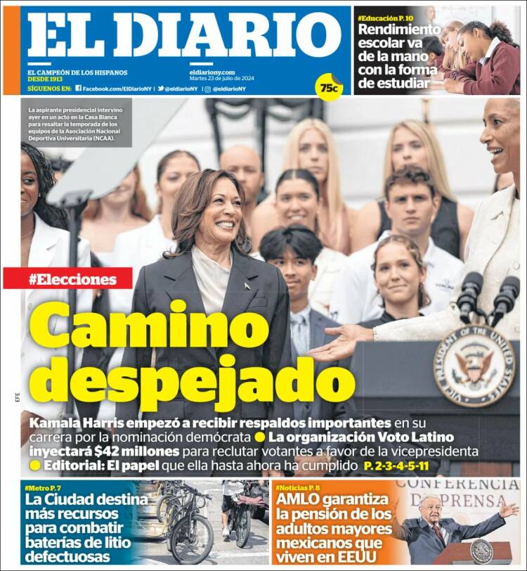 Portada de El Diario NY (USA)