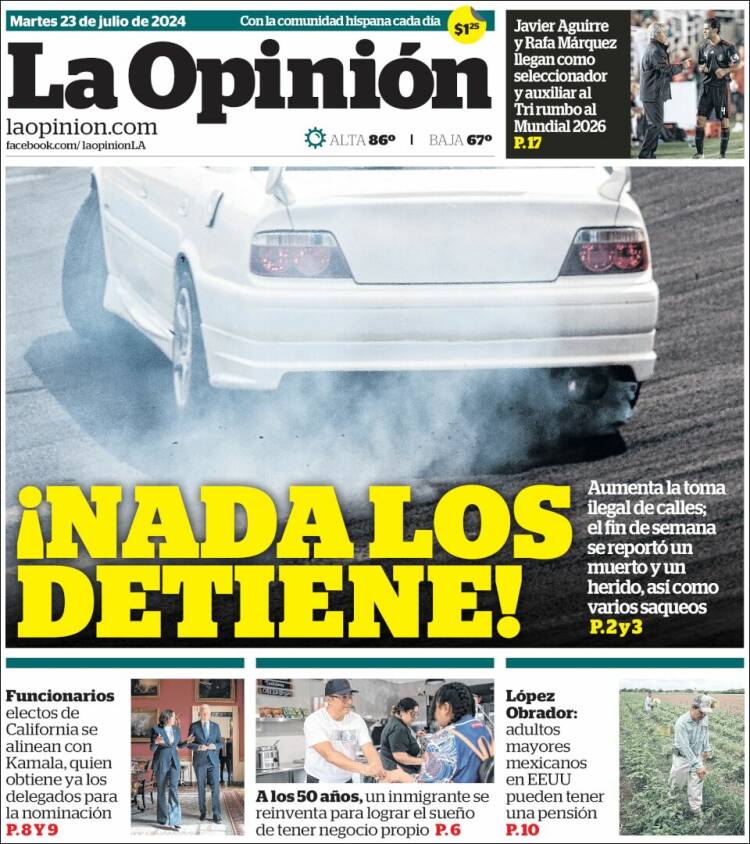 Portada de La Opinión (USA)