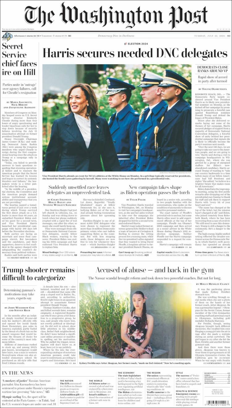 Portada de The Washington Post (USA)