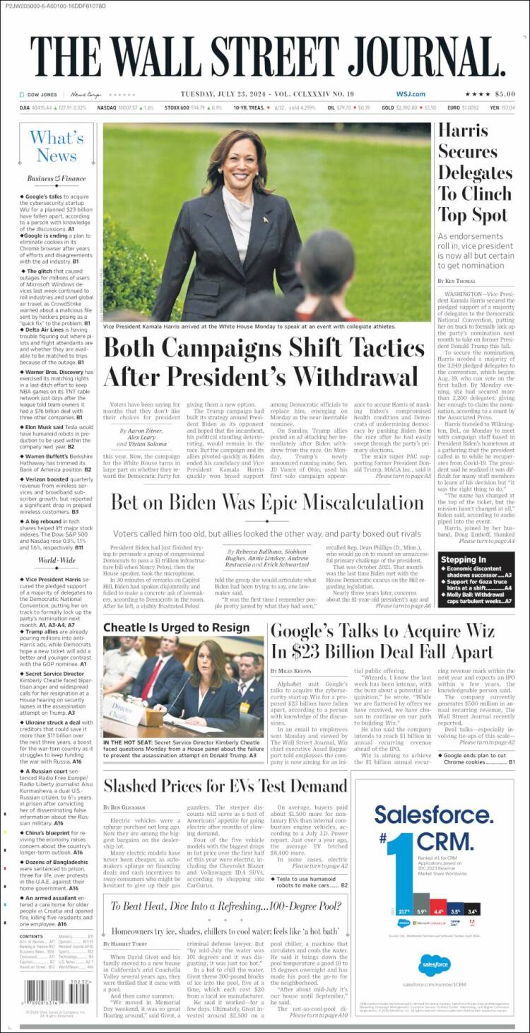 Portada de Wall Street Journal (USA)