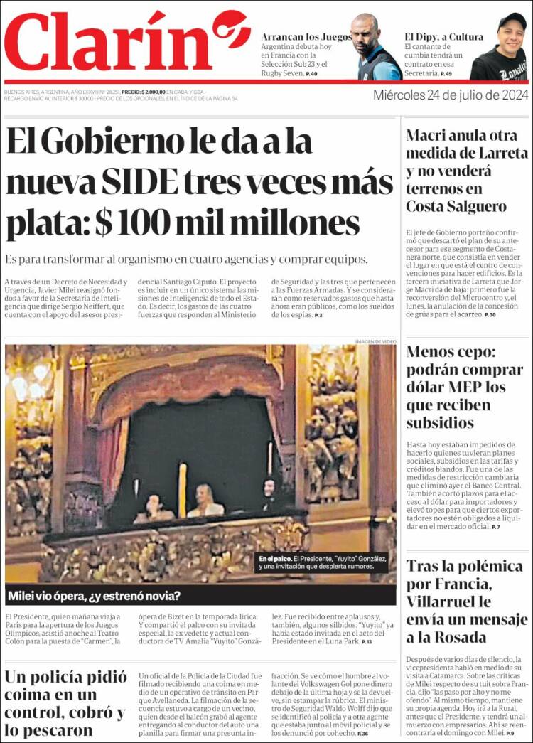 Portada de Clarín (Argentina)