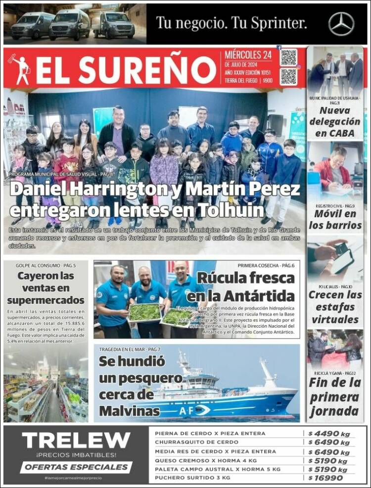 Portada de Diario El Sureño (Argentina)