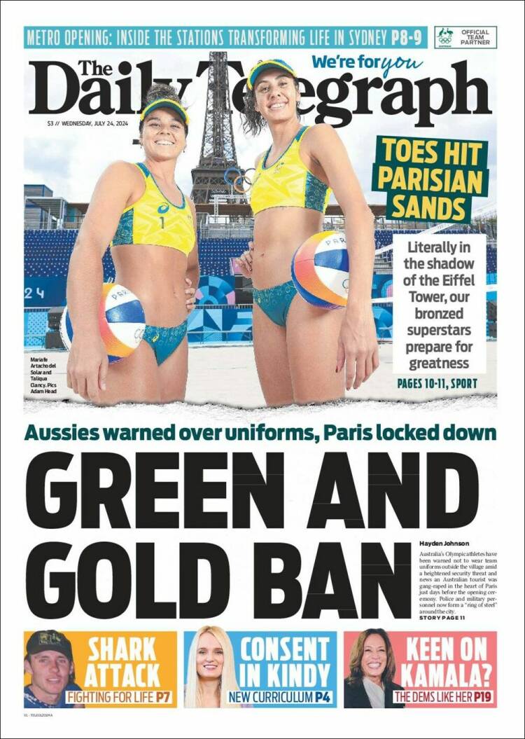 Portada de The Daily Telegraph (Australia)