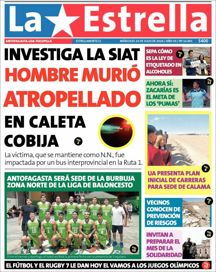 Portada de La Estrella del Norte (Chile)