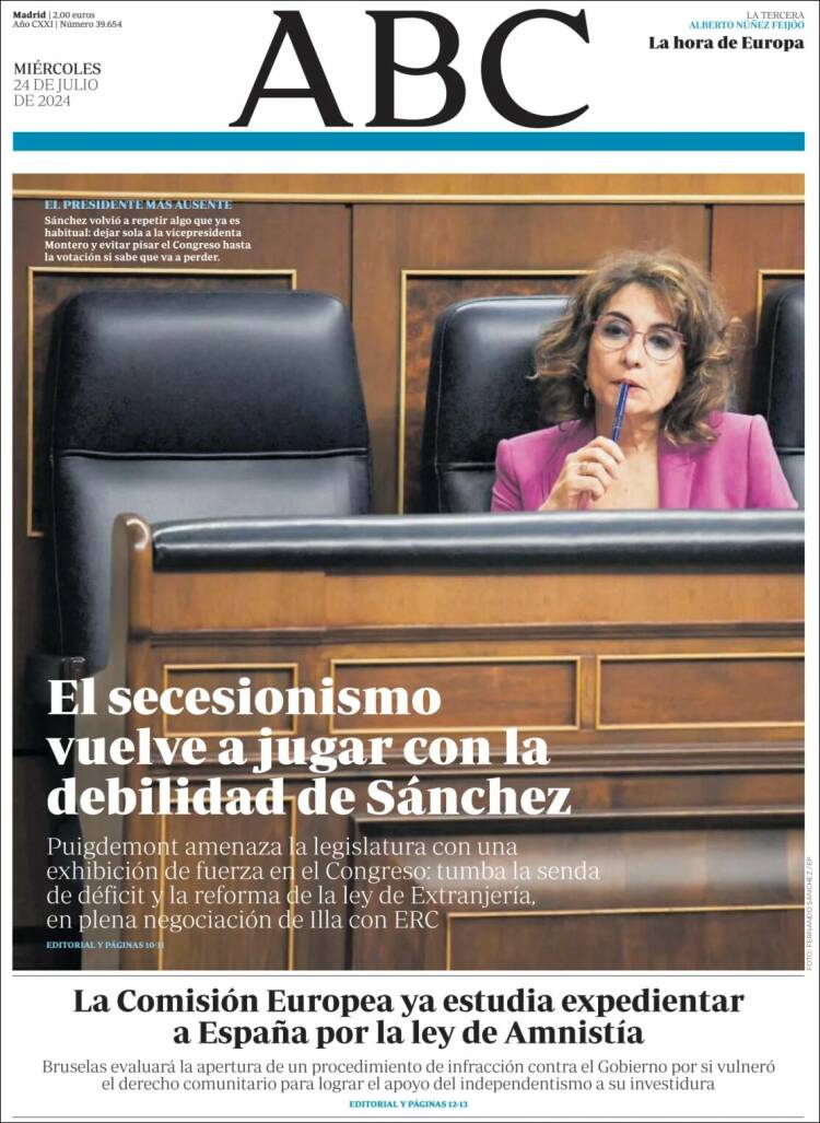 Periódico ABC (España). Periódicos de España. Edición de miércoles, 24 ...