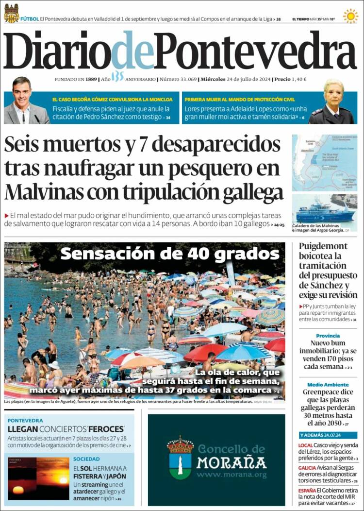 Portada de Diario de Pontevedra (España)