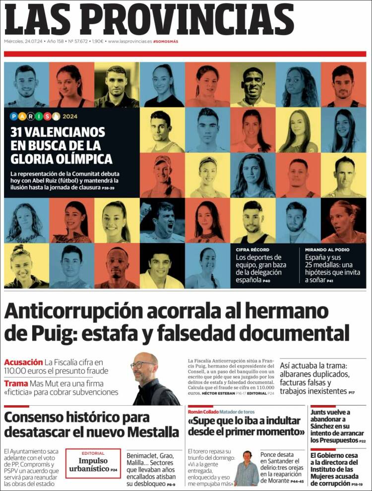 Portada de Las Provincias (España)
