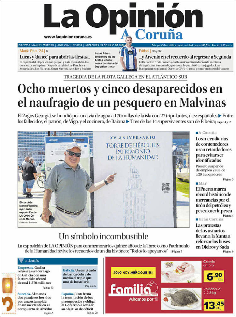 Portada de La Opinión de A Coruña (España)