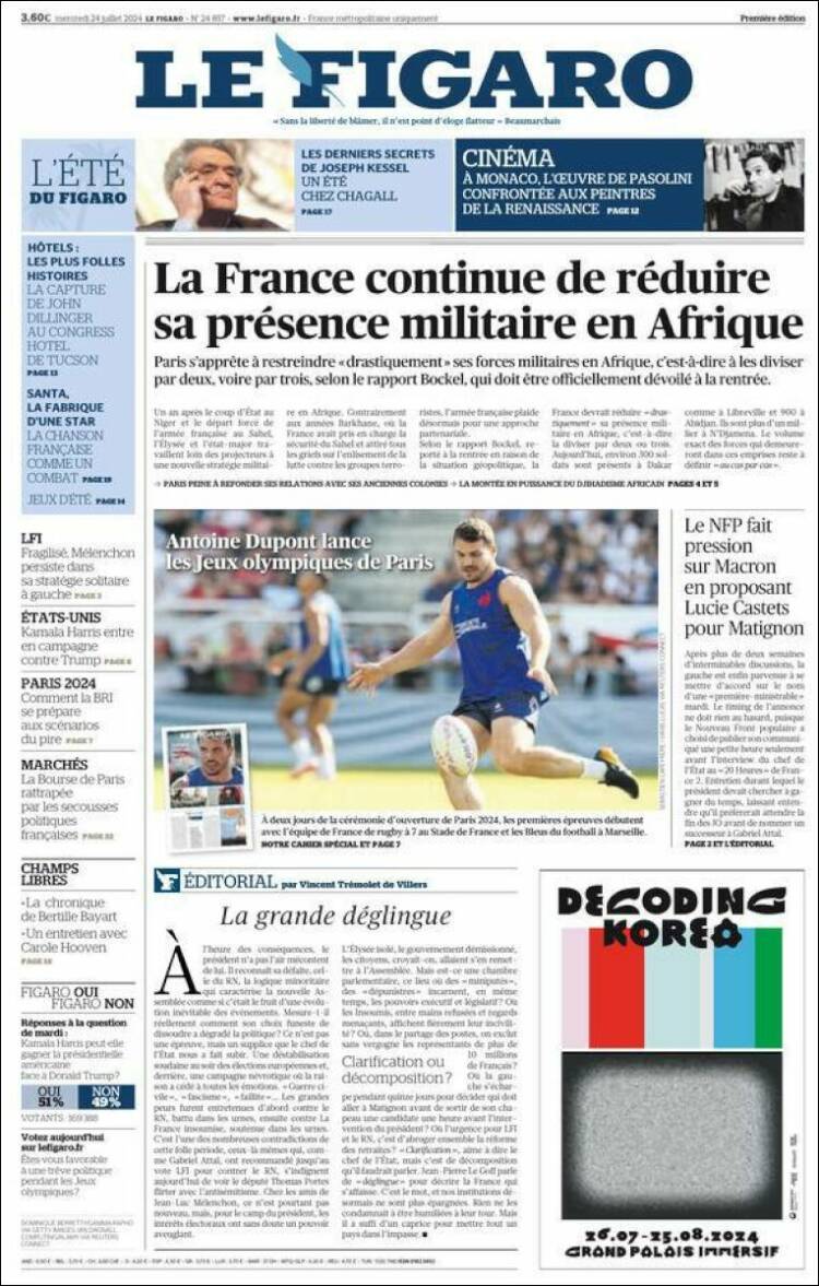Portada de Le Figaro (Francia)