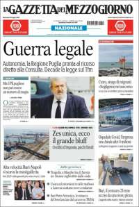 Portada de La Gazzetta del Mezzogiorno (Italia)