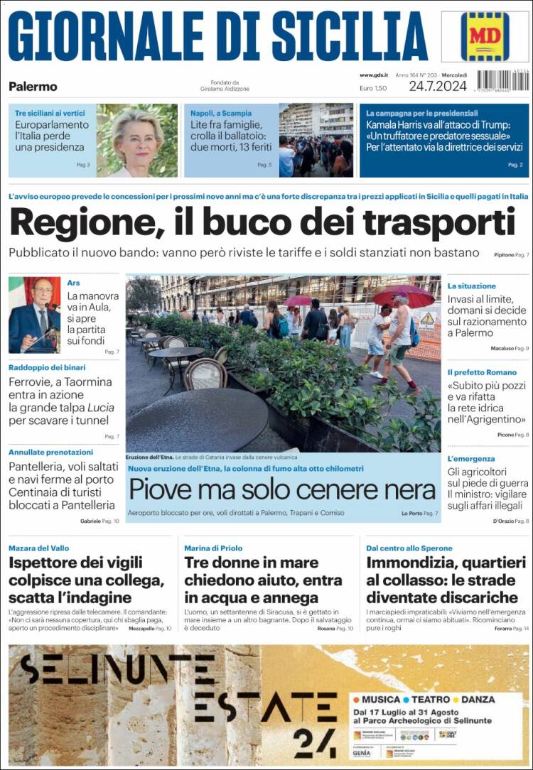 Portada de Giornale di Sicilia (Italia)