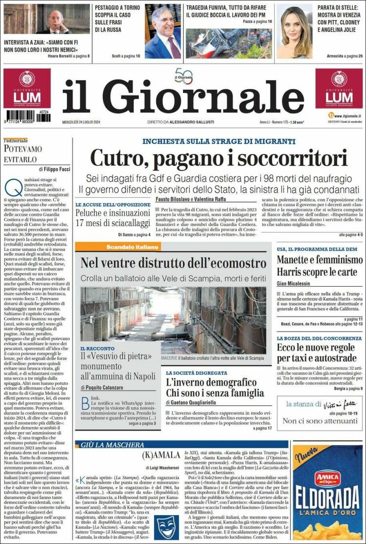 Portada de il Giornale (Italia)