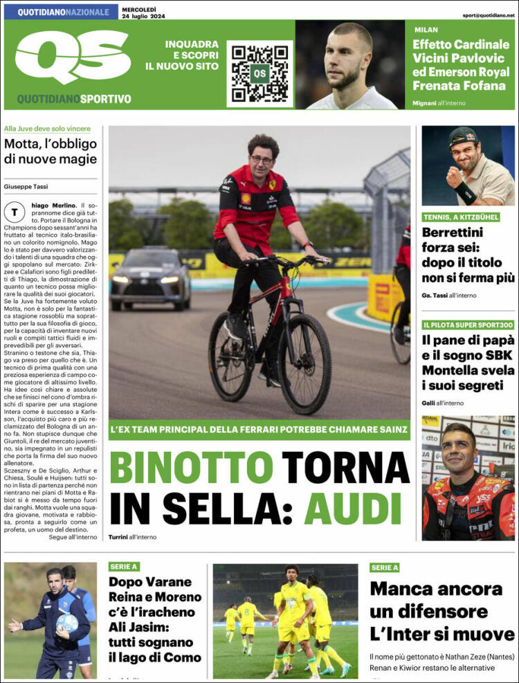 Portada de Quotidiano Sportivo (Italia)