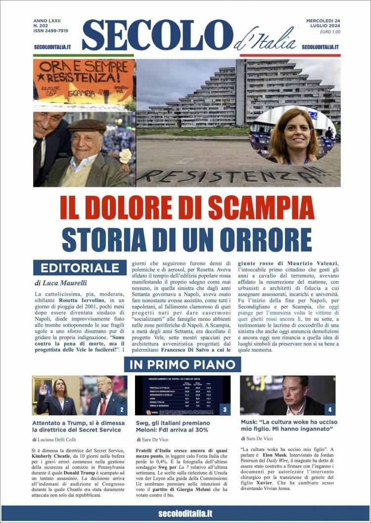 Portada de Secolo d'Italia (Italia)