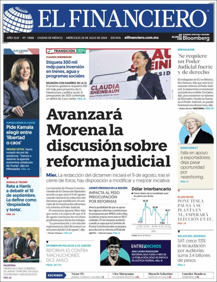 Portada de El Financiero (M&eacute;xico)
