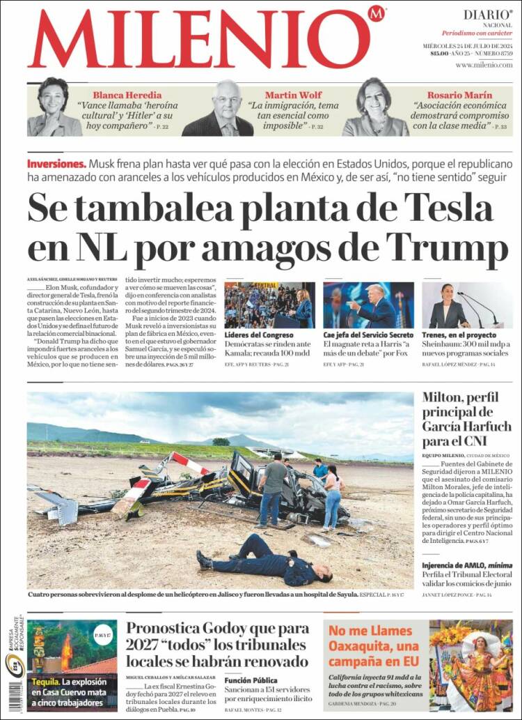 Portada de Milenio (M&eacute;xico)
