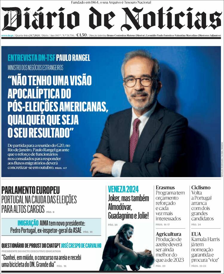 Portada de Diário de Noticias (Portugal)