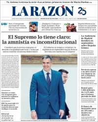 Portada de La Razón (España)