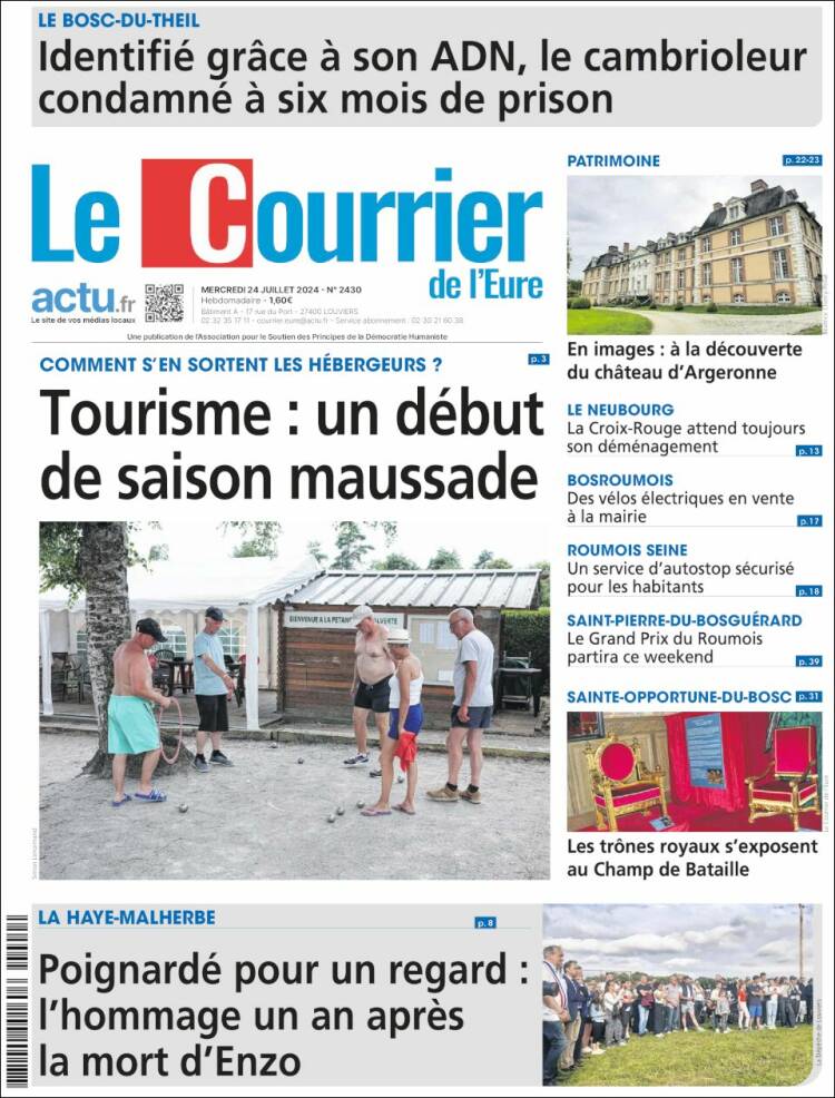 Portada de Le Courrier de l'Ouest (Francia)