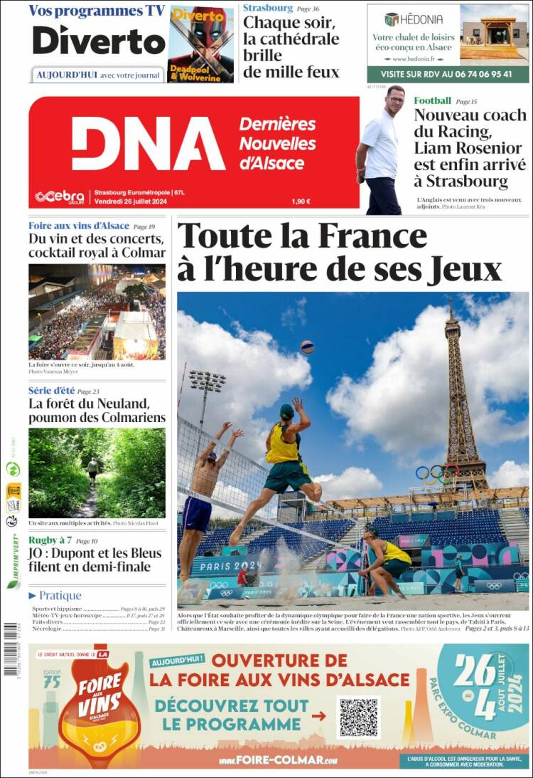 Portada de Les Dernières Nouvelles d'Alsace (Francia)