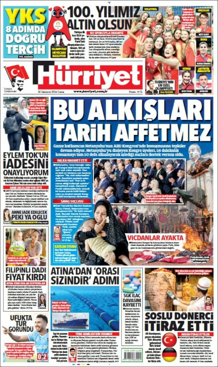 Portada de Hürriyet (Turquía)